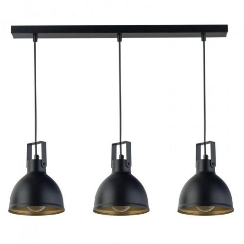 Závesná lampa Trial, 3-pl., lineárna, čierna/zlatá