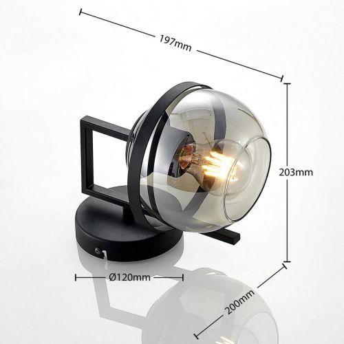 Lindby Marinka nástenné svietidlo guľa dymové sklo