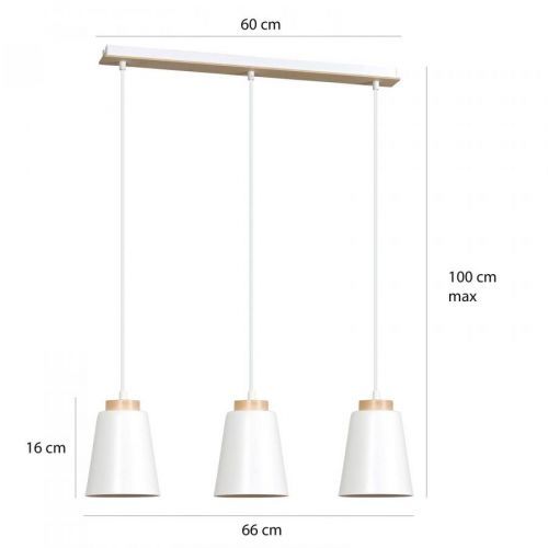 Závesná lampa Bolero 3, troj-plameňová, biela