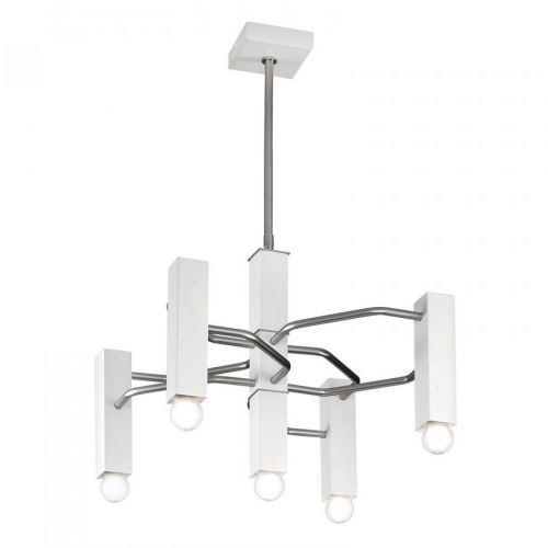 Závesná lampa Raster 5-pl. matný nikel/biela