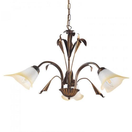 Závesná lampa Lucrezia troj-plameňová, bronz