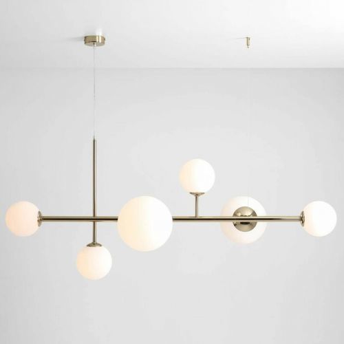 Závesná lampa Dione, šesť-plameňová, zlatá