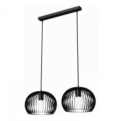 Závesná lampa Larus z čiernej ocele, 2-plameňová