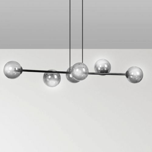 Závesná lampa Glassy, 6-plameňová, sklo grafit