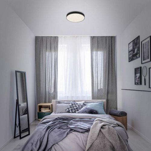 Stropné LED svietidlo Flame Star Ø 28,7 cm, čierna
