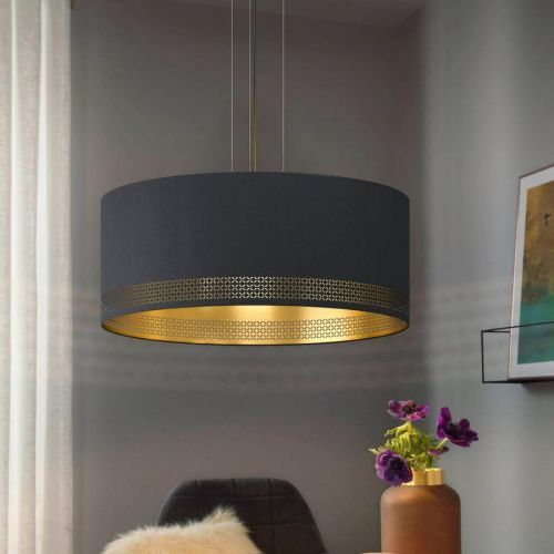 Závesná lampa Esteperra, čierna/zlatá, Ø 53 cm