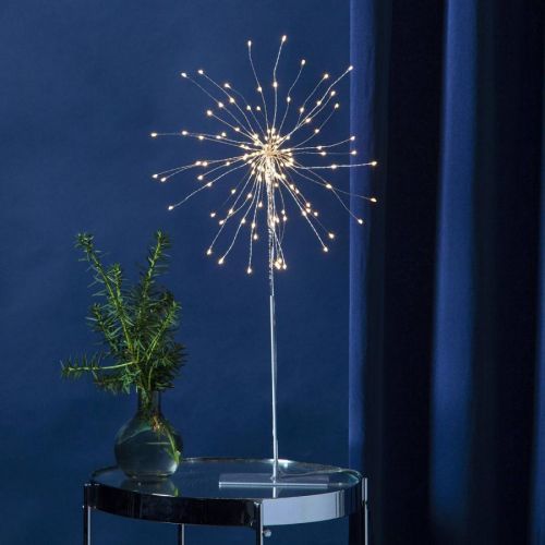 Dekoračná LED lampa Firework 3D striebrosivá 50 cm