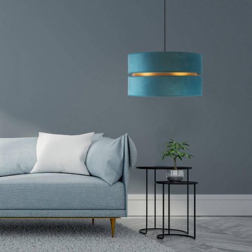 Závesná lampa Duo, tyrkysová/zlatá Ø 40 cm, 1-pl.