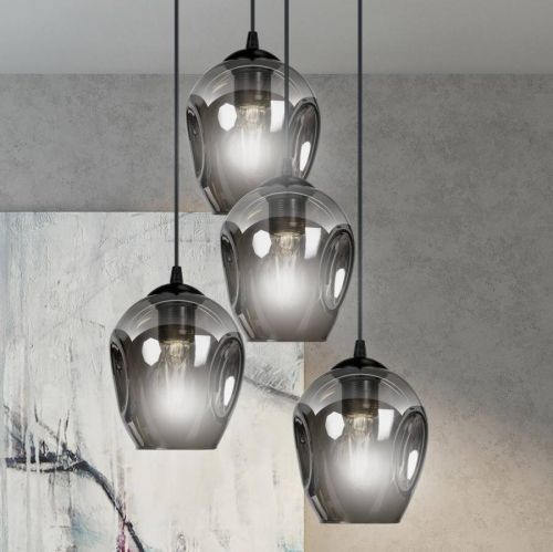 Závesná lampa Starla okrúhla 4-pl., sklo grafit