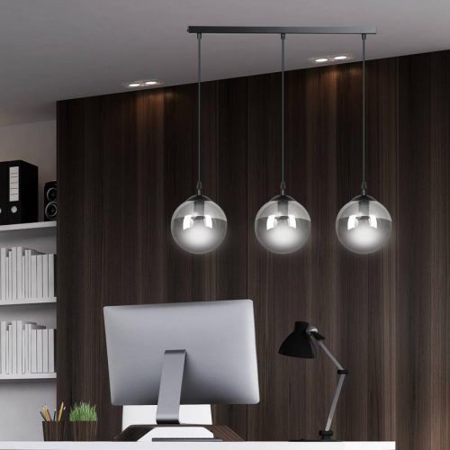 Závesná lampa Glassy 3-pl., rovná, sklo grafit