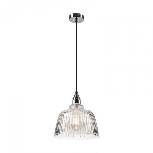 Závesná lampa Leana, číre sklo, 1-plameňová, chróm