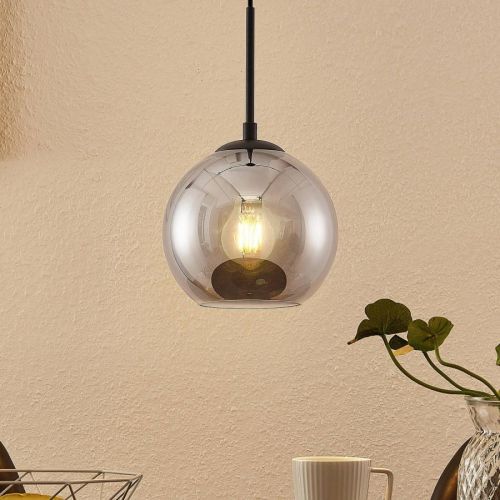 Lindby Jurian závesná lampa dymové sklo čierna 1pl
