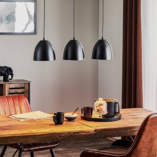 Závesná lampa Lenox, troj-plameňová, čierna/zlatá