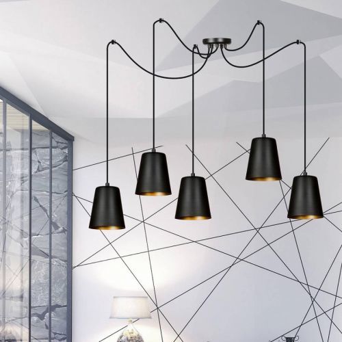 Závesná lampa Link s 5 tienidlami, čierna