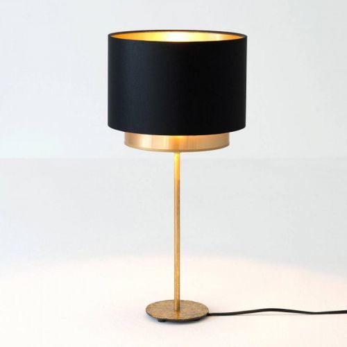Stolná lampa Mattia, chintzová čierna/zlatá