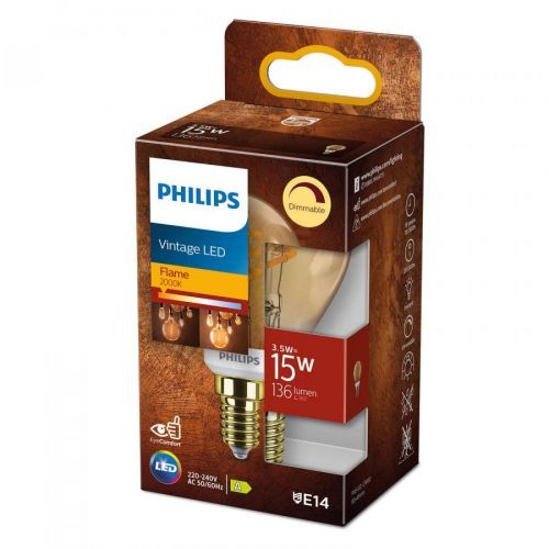 Philips LED Classic E14 P45 3,5W 1.800K zlatá