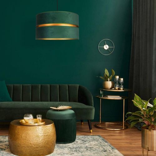Závesná lampa Duo, zelená/zlatá, Ø 40 cm, 1-pl.