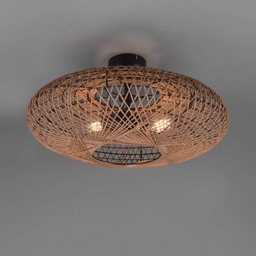 Stropné svietidlo Hedda zo sisalu a kovu