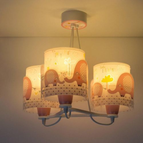 Detská závesná lampa Little Elephant, 3-pl. ružová