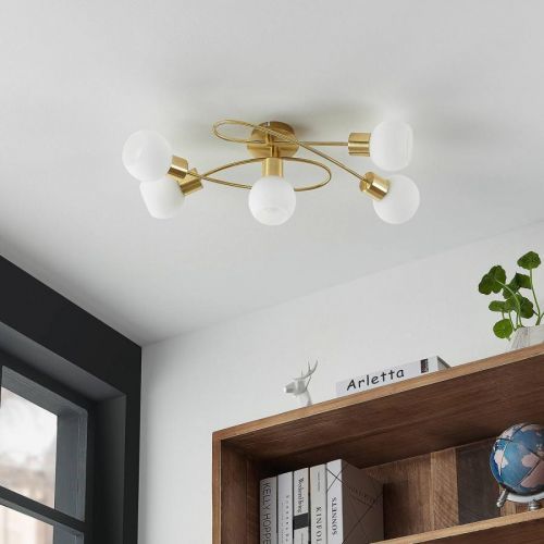 Lindby stropné LED svetlo Elaina 5-pl. dlhé mosadz