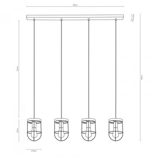 Envolight Neptuna závesná lampa, 4-pl., lineárna