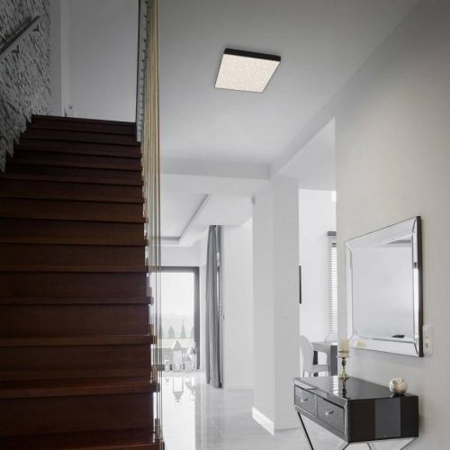 Stropné LED svetlo Flame Star 21,2x21,2 cm, čierna