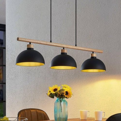 Lindby Tirzana závesná lampa, 3-plameňová, čierna