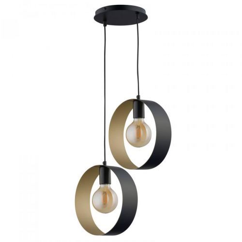 Závesná lampa Hula, 2-plameňová, čierna/zlatá