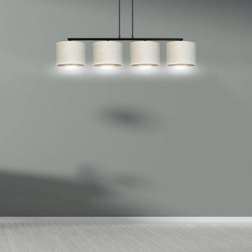 Závesná lampa Jari látkové 4-pl, dlhá, biela-zlatá