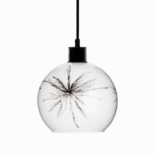 Závesná lampa Ball púpavový dekór na boku Ø 20 cm