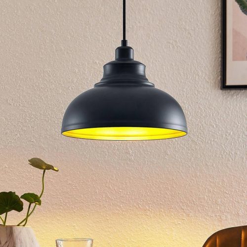 Lindby Emna závesná lampa, 1-pl, čierno-zlatá