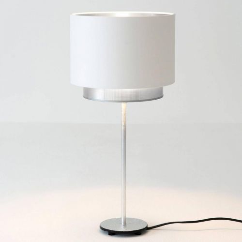 Stolná lampa Mattia, perla, hodváb biela/striebro
