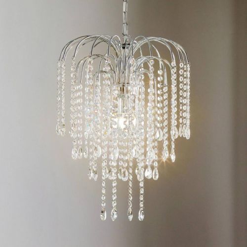 Závesná lampa Pioggia krištáľový dážď Ø40 cm chróm