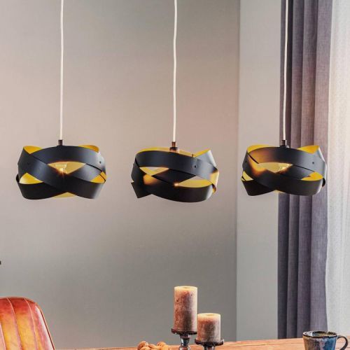 Závesná lampa Tornado, 3-plameňová, čierna
