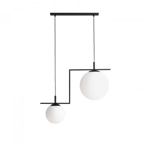 Závesná lampa Zac, 2-plameňová, čierna