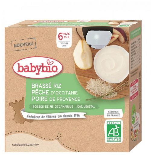 Babybio ryžová kaša s broskýň a hruškou 4 x 85 g