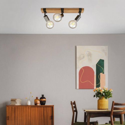 Stropné svietidlo Wood Basic, troj-plameňové