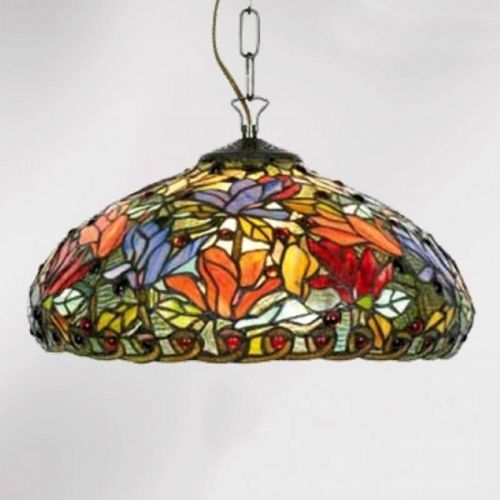 Závesná lampa Elaine v štýle Tiffany, 1-plameňová