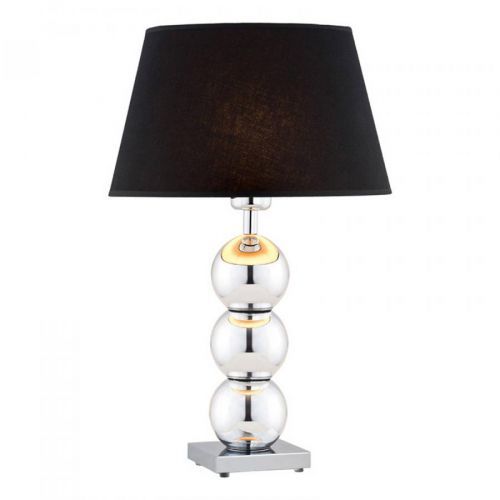 Textilná stolová lampa Fulda tienidlo čierna chróm