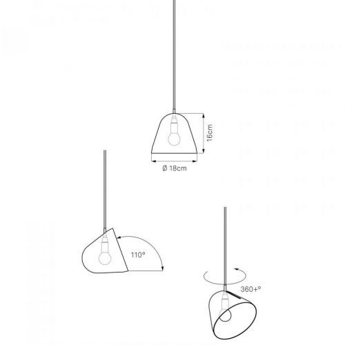 Nyta Tilt S závesná lampa kábel 3 m červená, sivá