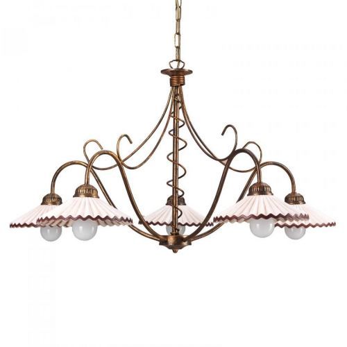 Závesná lampa Rosina 5-pl., svetloružová/bronz