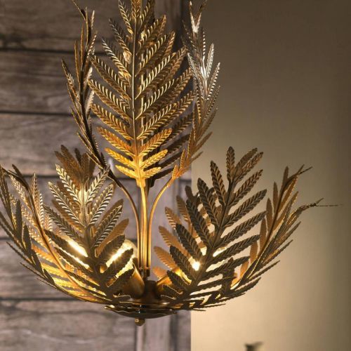 Závesná lampa Felce ako papradie v bronzovej
