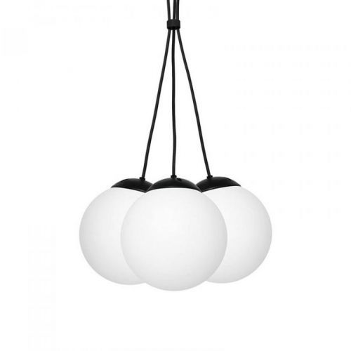 Závesná lampa Lima opálové sklo čierna 3-pl zväzok