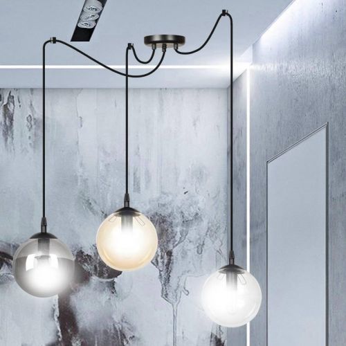 Závesná lampa Glassy 3-pl. sklo grafit/jantár/číra