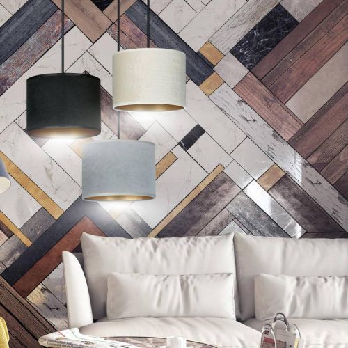 Závesná lampa Jari 3pl okrúhla čierna-biela-sivá