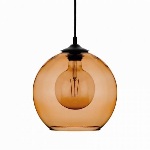 Závesná lampa Ball tienidlo guľa jantárová Ø 25 cm