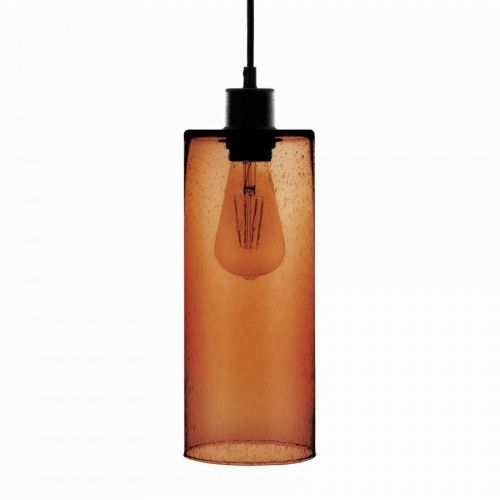 Závesná lampa Sóda sklenený valec jantárová Ø 12cm