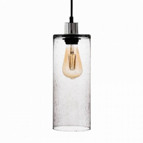 Závesná lampa Sóda valec sklo dymová sivá Ø 12 cm