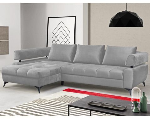Rohová sedacia súprava Paris, svetlo šedá látka, ľavý roh%