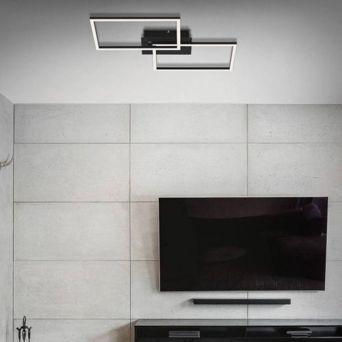 Stropné LED svietidlo Frame CCT čierne 50 x 39 cm